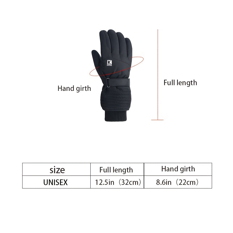 Gants de ski imperméables à sangle de poignet en maille, blanc