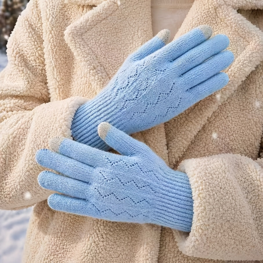 Gants thermiques en maille, 5 coloris, jacquard