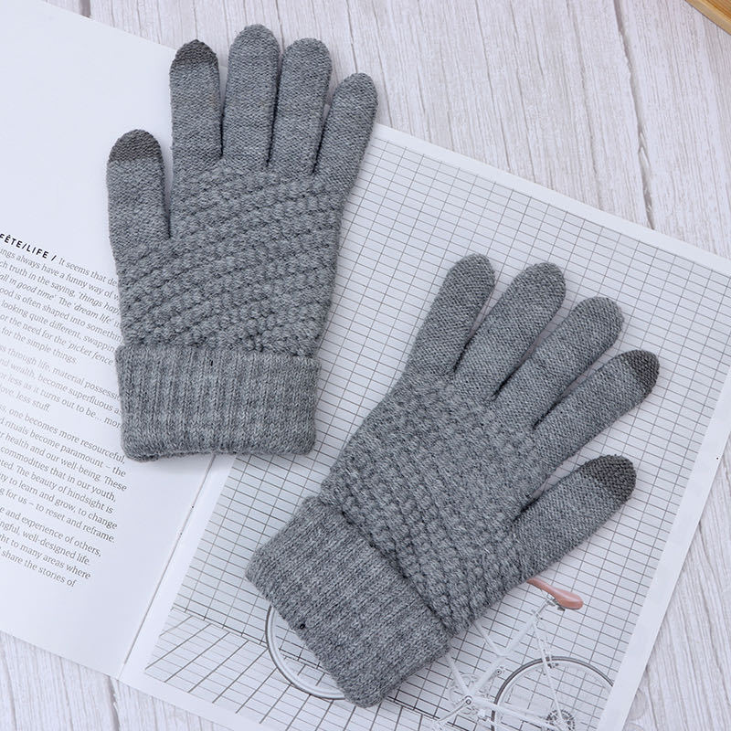 Gants tactiles en maille gaufrée, blanc