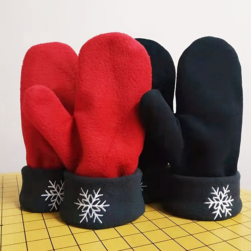 Moufles brodées à flocons en maille — lot de 3 paires