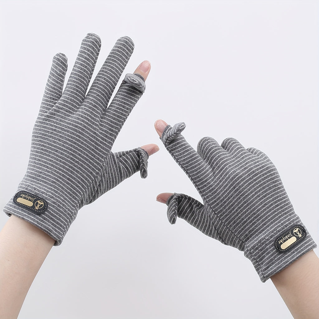 Gants sans doigts en maille, 3 coloris, noir, bleu et lavande