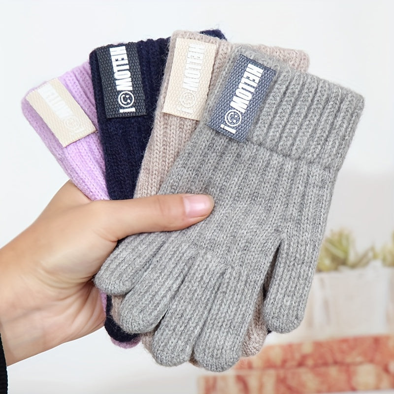 Gants à étiquette cousue en maille côtelée pour enfant