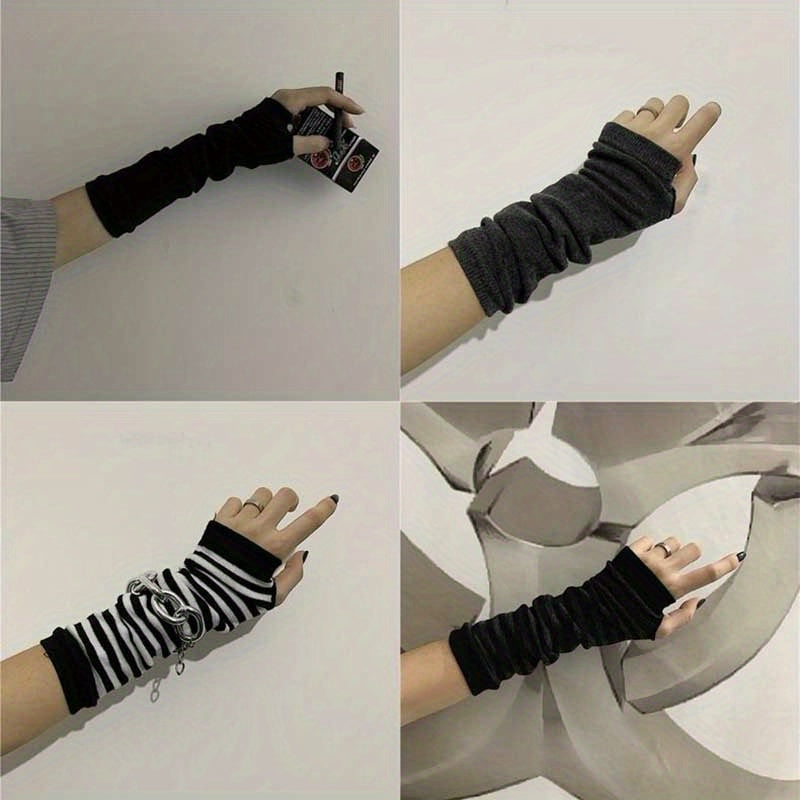 Gants sans doigts en maille, gris