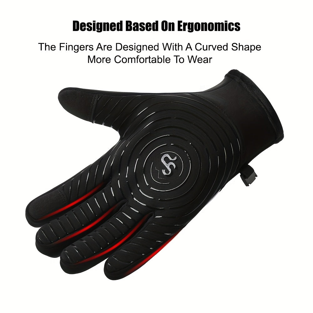 Gants tactiles coupe-vent doublés en simili cuir