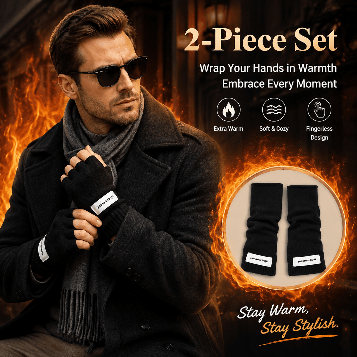 Gants sans doigts longs en coton — lot de 2 paires