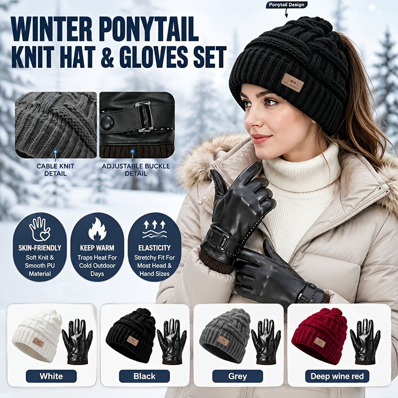 Ensemble 2 pièces — bonnet et gants en maille