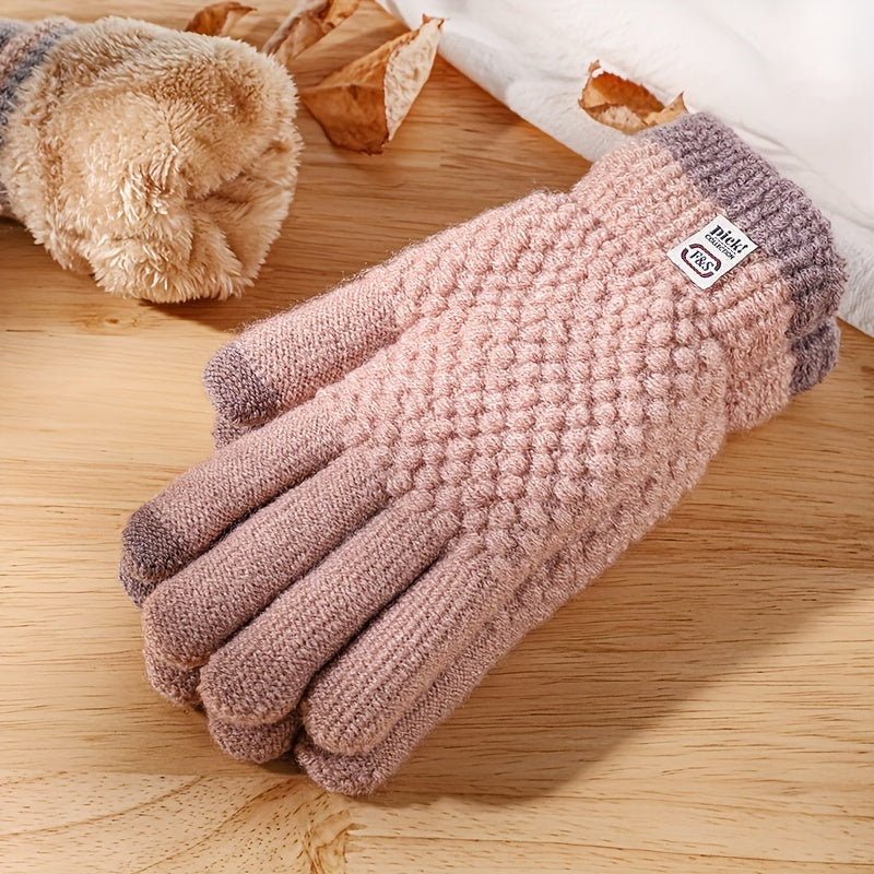 Gants en maille, 5 coloris, à oursons, rose, violet, gris foncé, gris clair et noir, rose