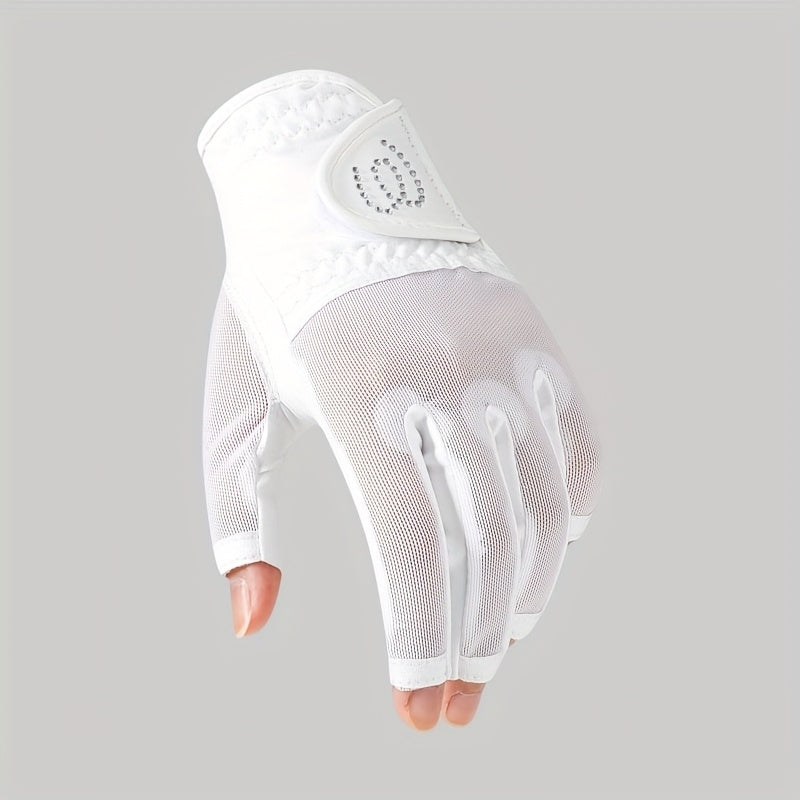Gants à deux doigts ouverts de golf respirants à paume renforcée en simili cuir