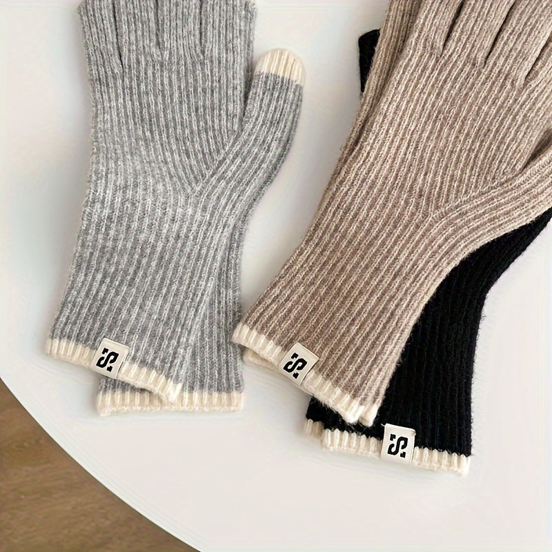 Gants mitaines en laine, 2 coloris