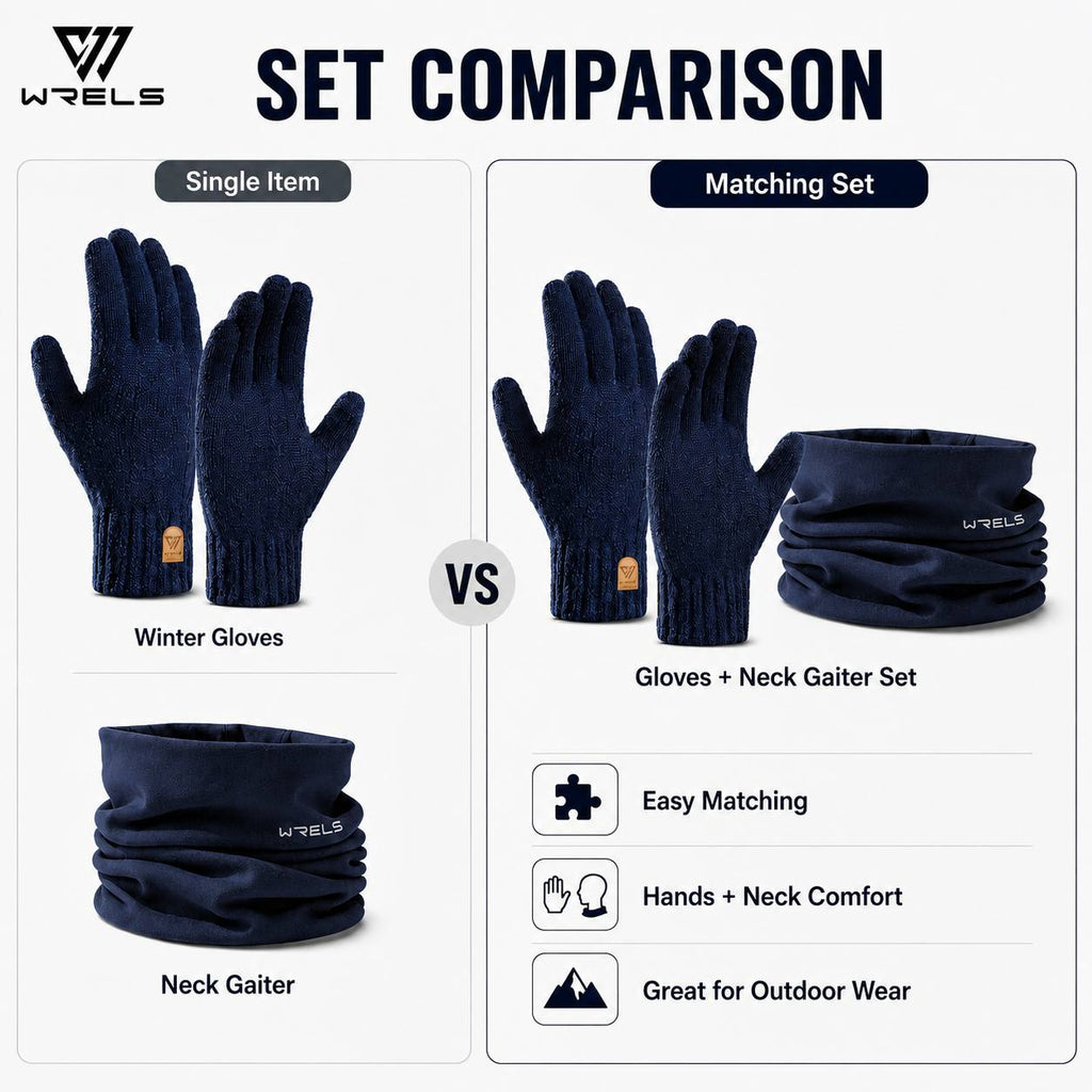 Ensemble 2 pièces — tour de cou et gants en maille, Wrels
