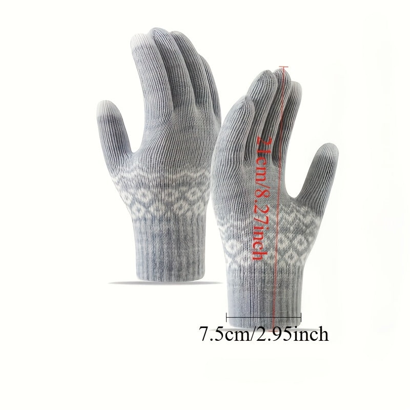 Gants tactiles à motif jacquard en maille