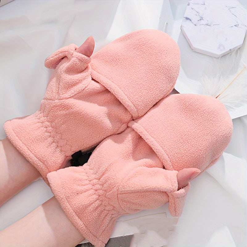 Gants tactiles thermiques en maille, 5 coloris, tissé, dames rose