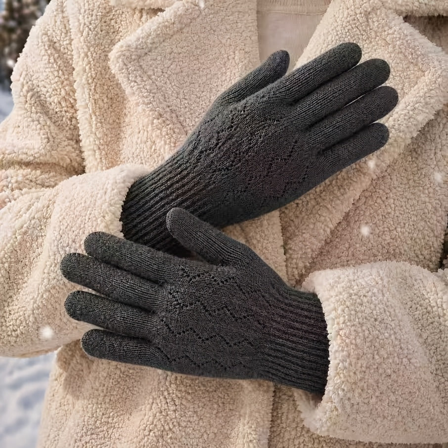 Gants thermiques en maille, 5 coloris, jacquard