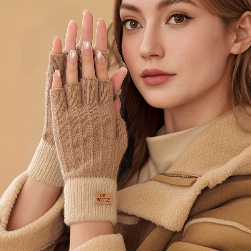 Gants sans doigts en maille, 6 coloris