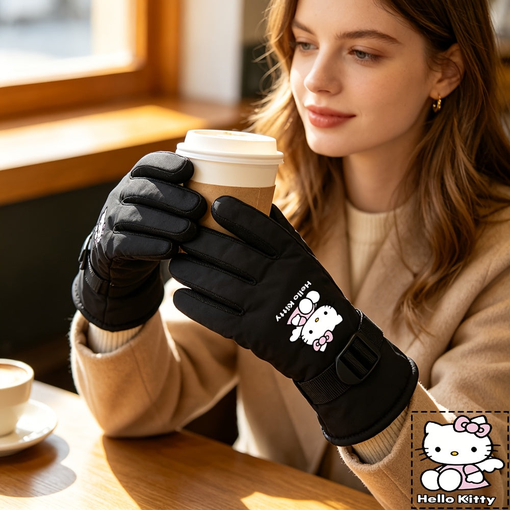 Gants de ski imperméables à motif chat pour enfant