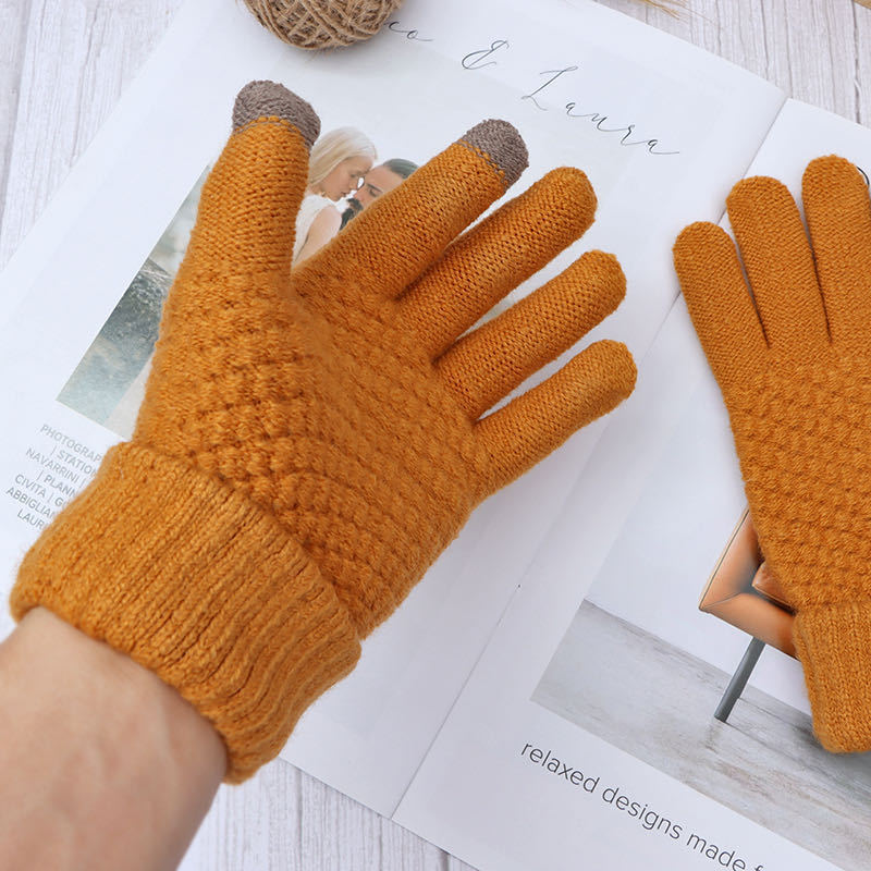 Gants tactiles en maille gaufrée, blanc
