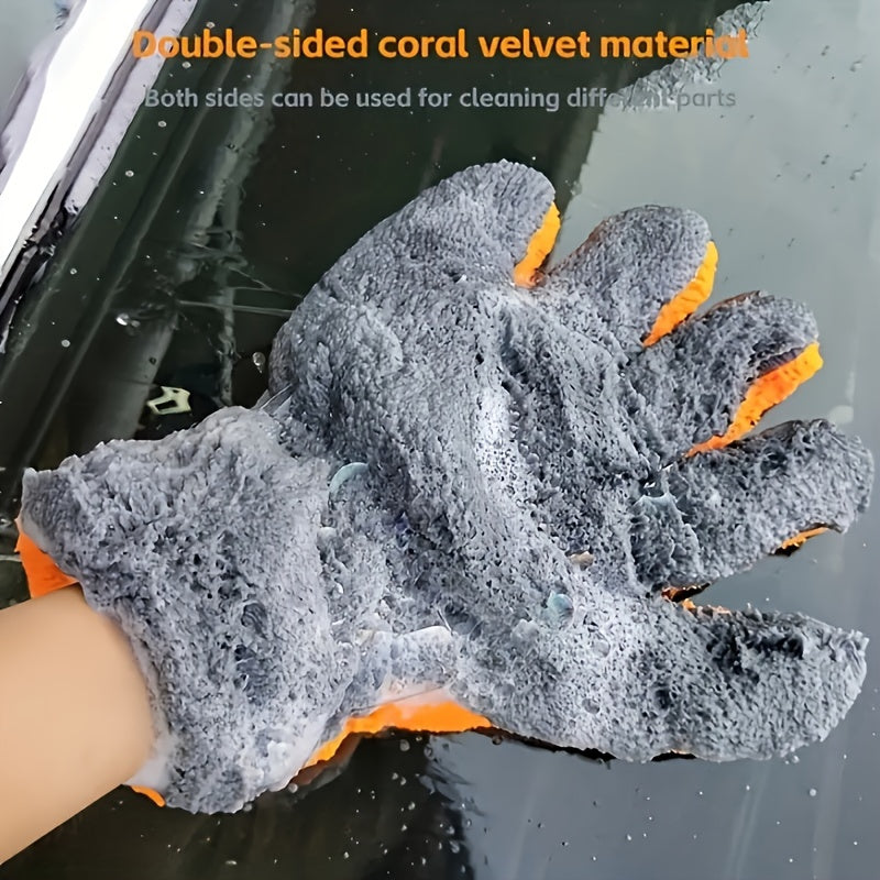 Gants de lavage en microfibre, gris-orange
