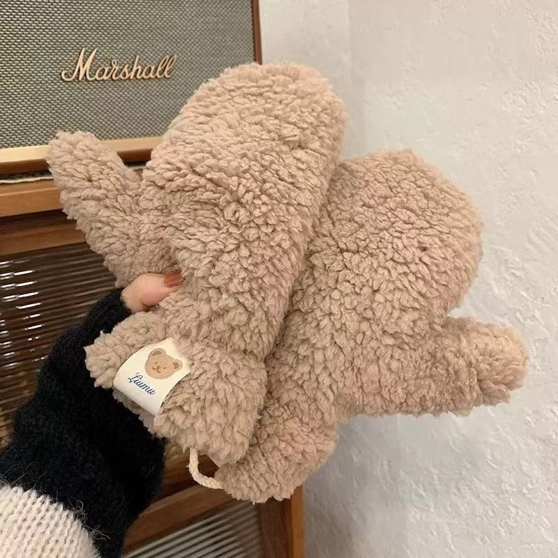 Gants mitaines doublés thermiques en coton