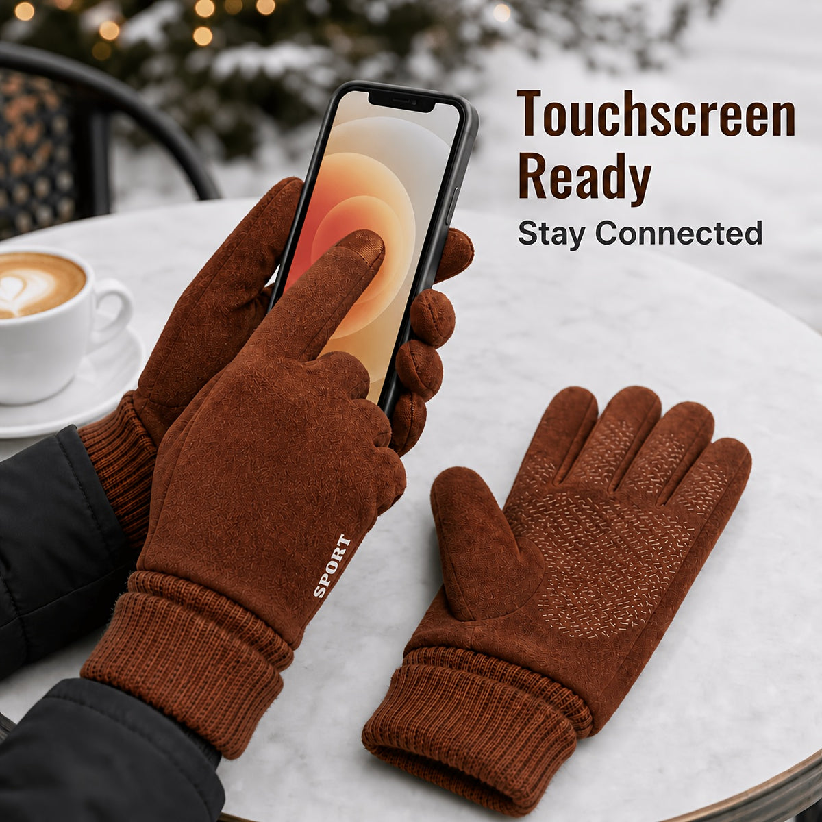Gants tactiles à picots en maille