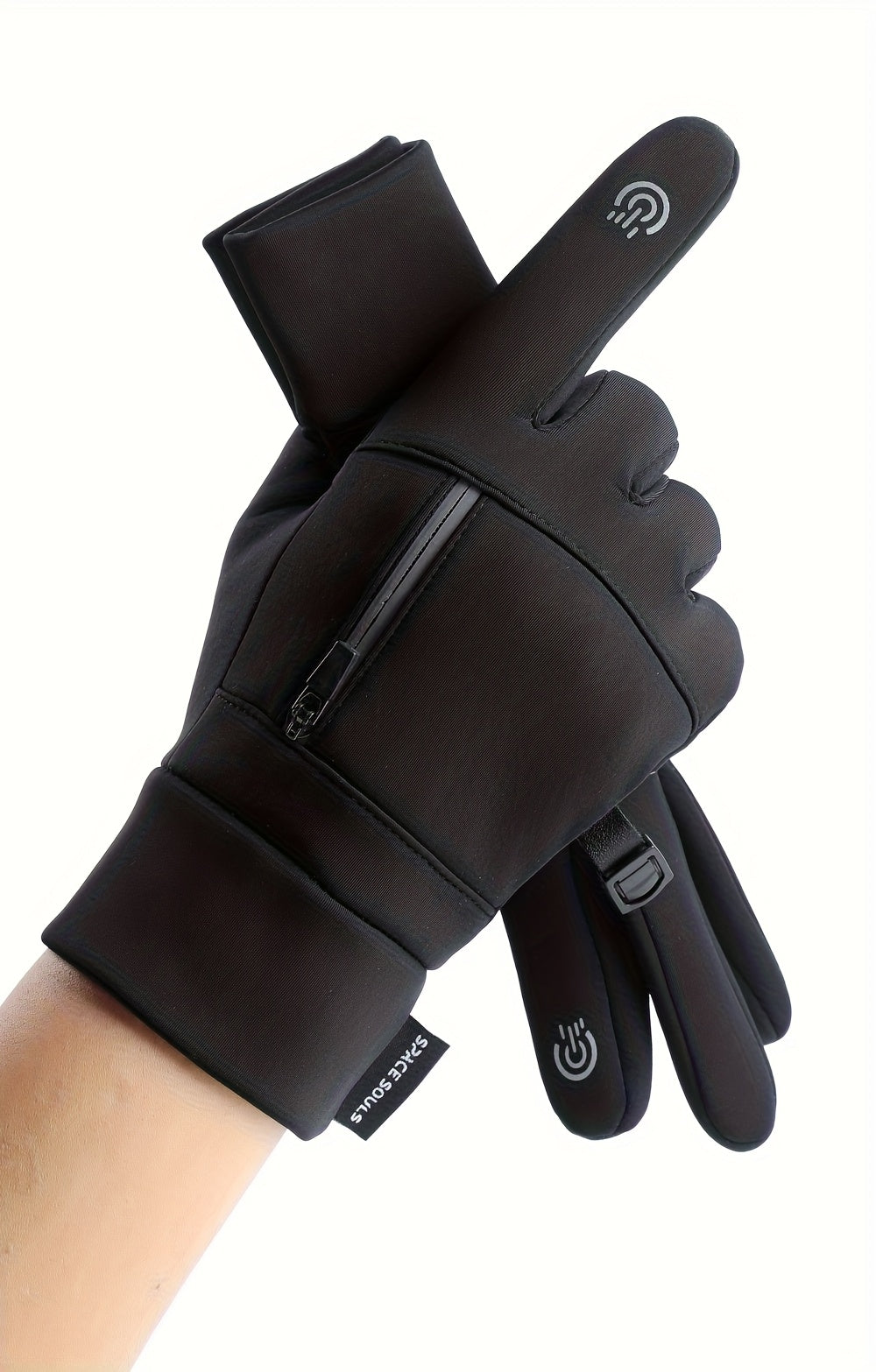 Gants tactiles coupe-vent en simili cuir