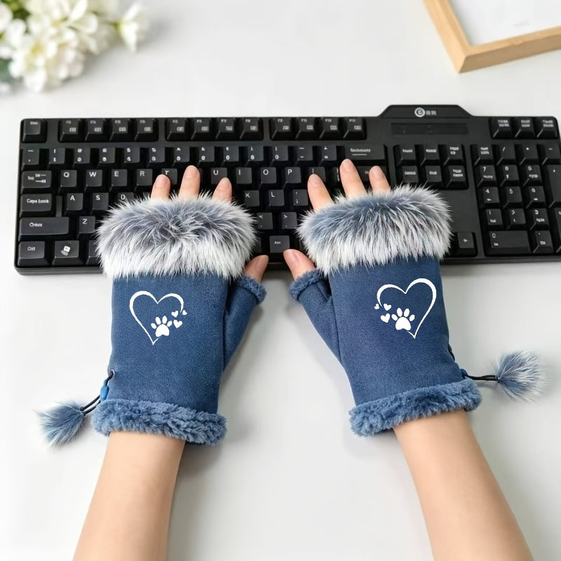 Gants sans doigts coupe-vent à perles en maille