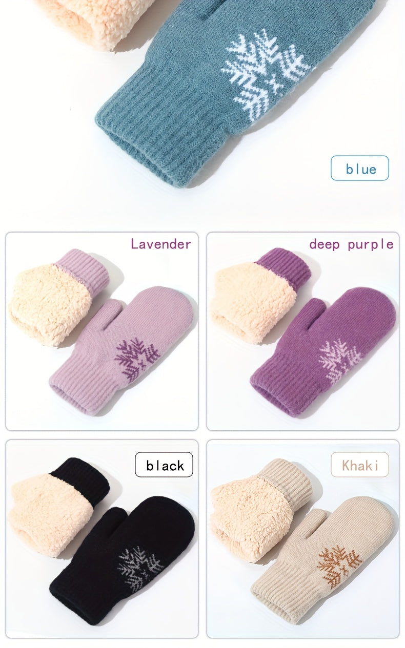 Gants mitaines doublés thermiques en laine, 6 coloris