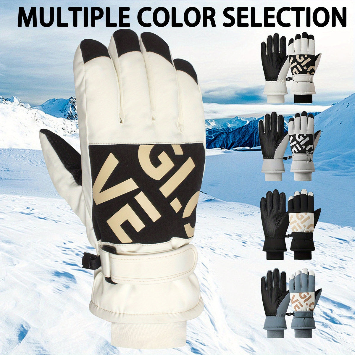 Gants de ski imperméables à poignet froncé à oursons