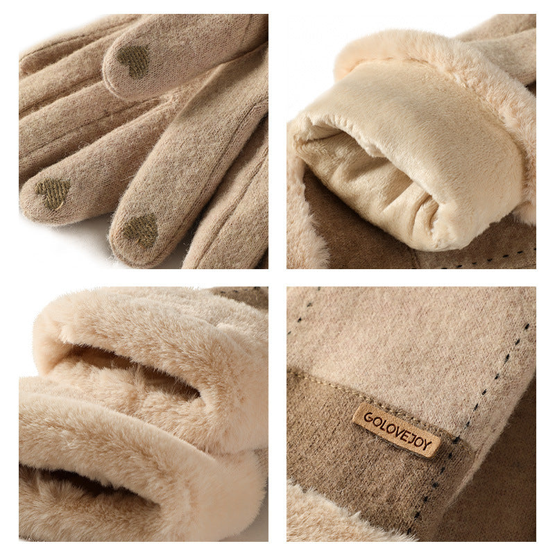 Gants tactiles coupe-vent doublés en laine
