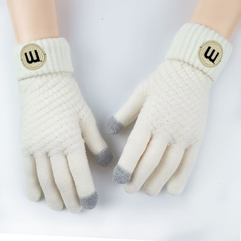 Gants tactiles en maille gaufrée imprimés