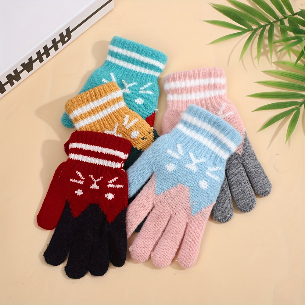 Gants en maille, 6 coloris, rouge, bleu, bleu royal, jaune, noir et crevette rose