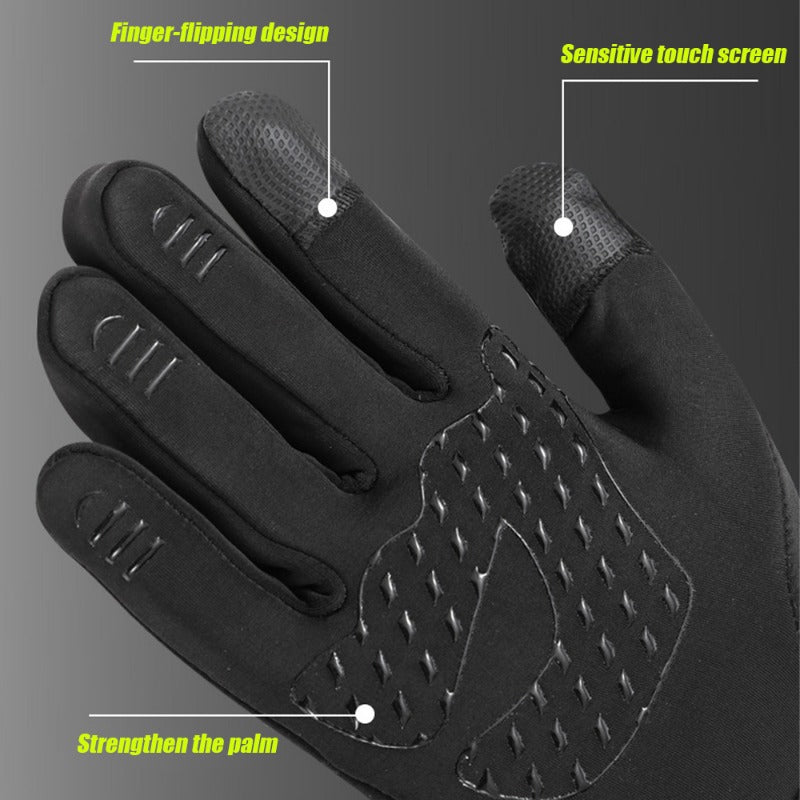 Gants tactiles doublés en maille, étui à rabat noir