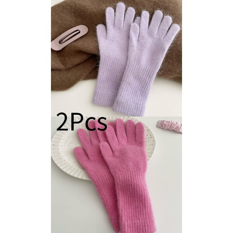 Lot de 2 couleurs trois / 【Gants Longs en Fourrure de Lapin】