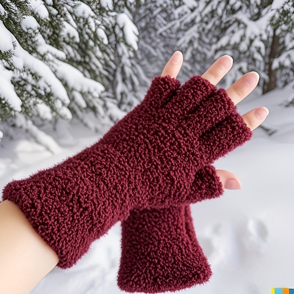 Gants longs en maille, noir