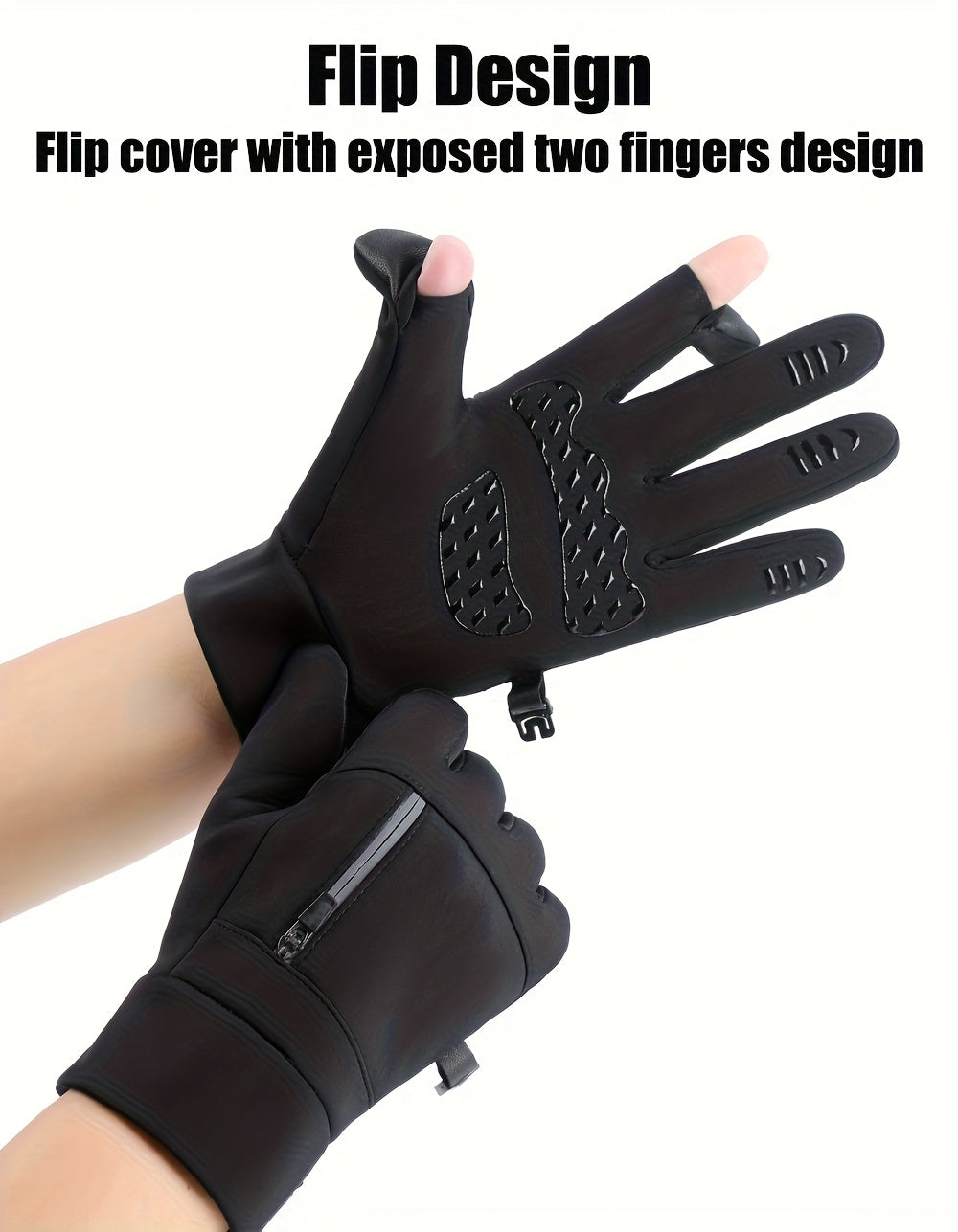 Gants tactiles coupe-vent en simili cuir