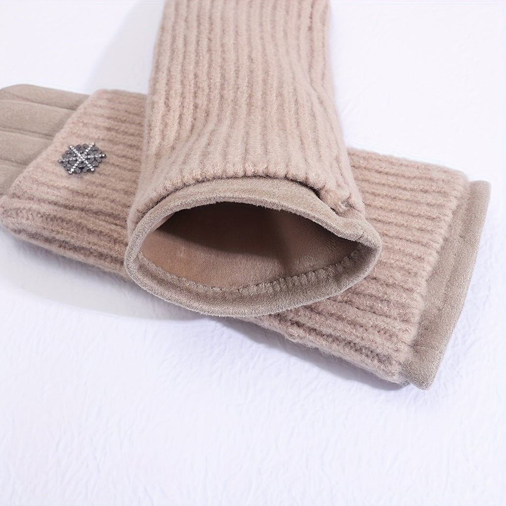Gants coupe-vent de cérémonie en maille, beige