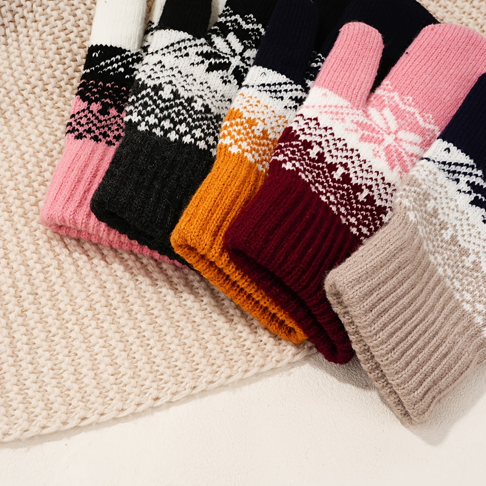 Moufles à motif jacquard à poignet côtelé