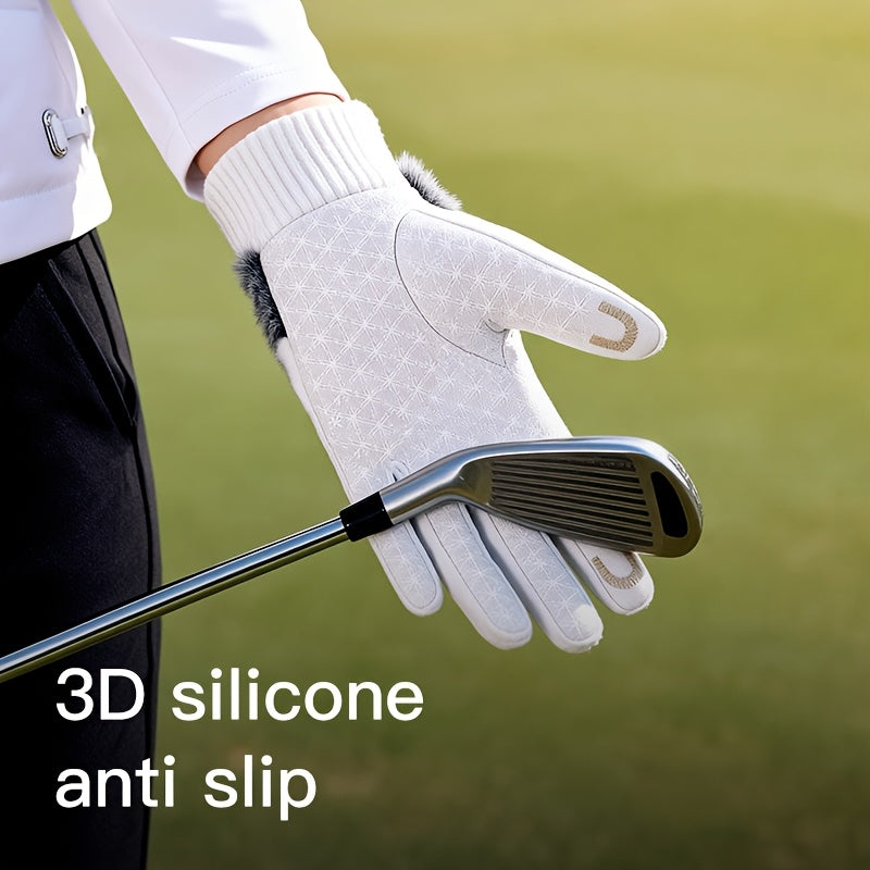 Gants tactiles de golf à revers de fourrure en maille