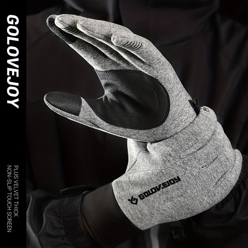 Gants de vélo tactiles à paume renforcée à sangle de poignet en softshell