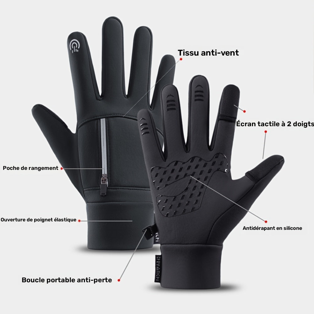 Gants tactiles coupe-vent de ski en simili cuir, du M au XL, tissé