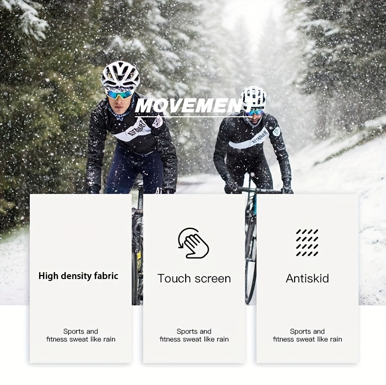 Gants de vélo tactiles à paume renforcée à sangle de poignet en softshell