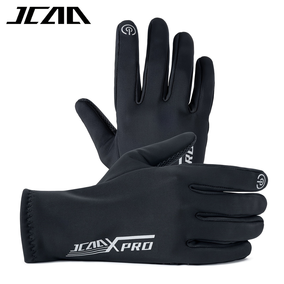 Gants tactiles coupe-vent en maille, noir