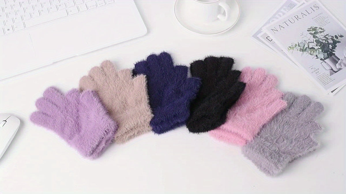 Gants sans doigts en maille, 6 coloris, deux doigts noir et deux doigts kaki