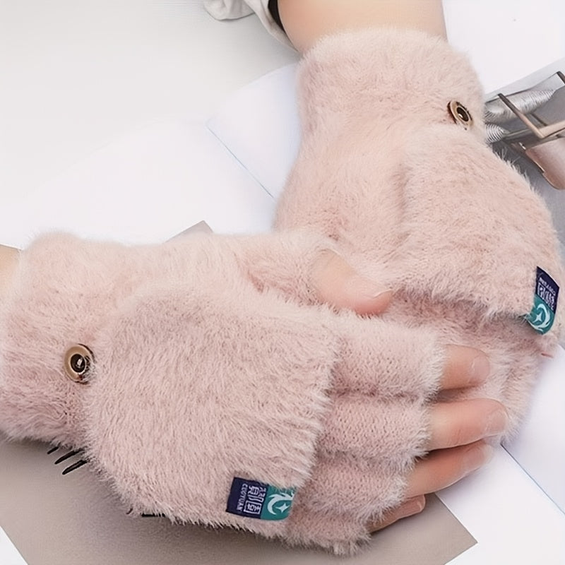 Gants doublés thermiques en maille, bleu