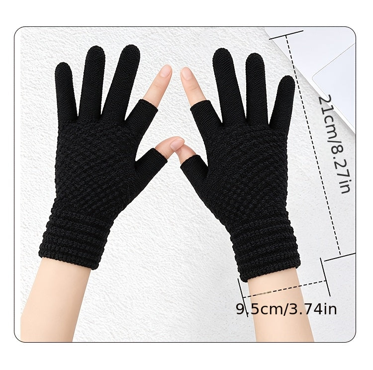 Gants sans doigts thermiques en maille, 5 coloris, à oursons