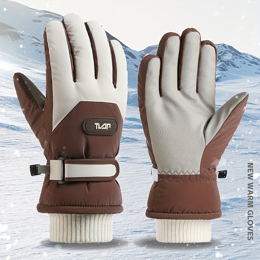 Gants de ski imperméables à sangle de poignet à boucle