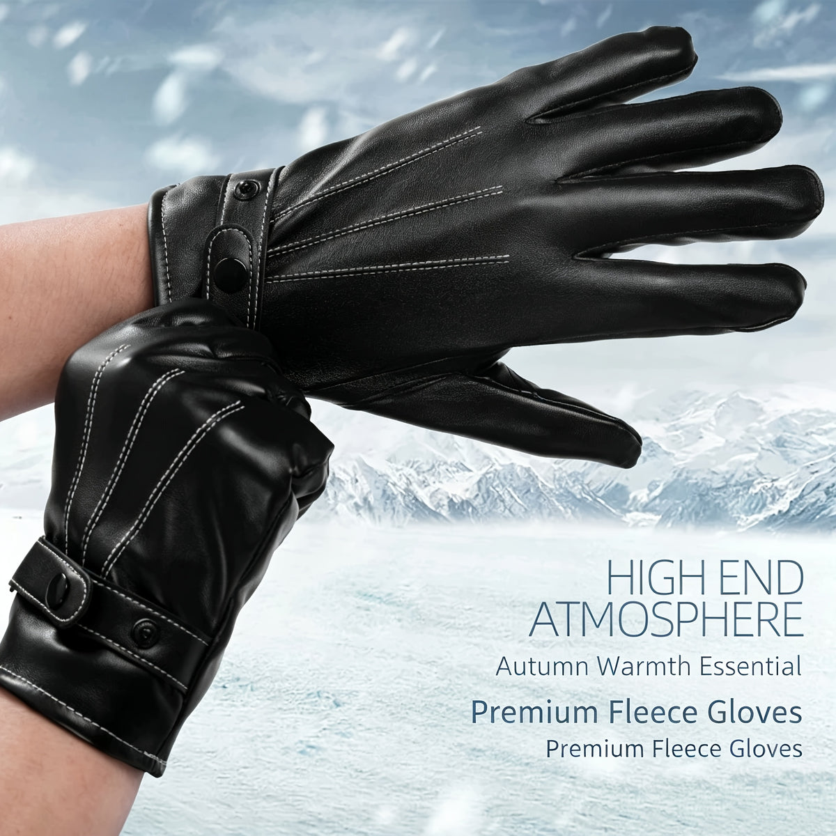 Gants de conduite de vélo en cuir, noir