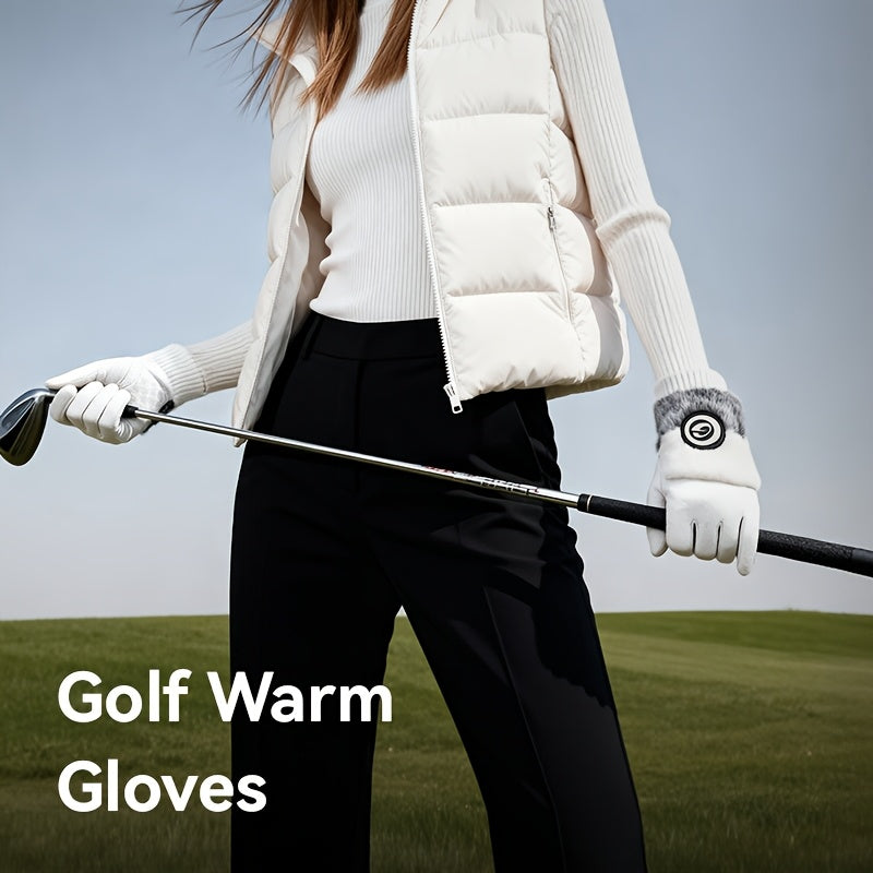 Gants tactiles de golf à revers de fourrure en maille