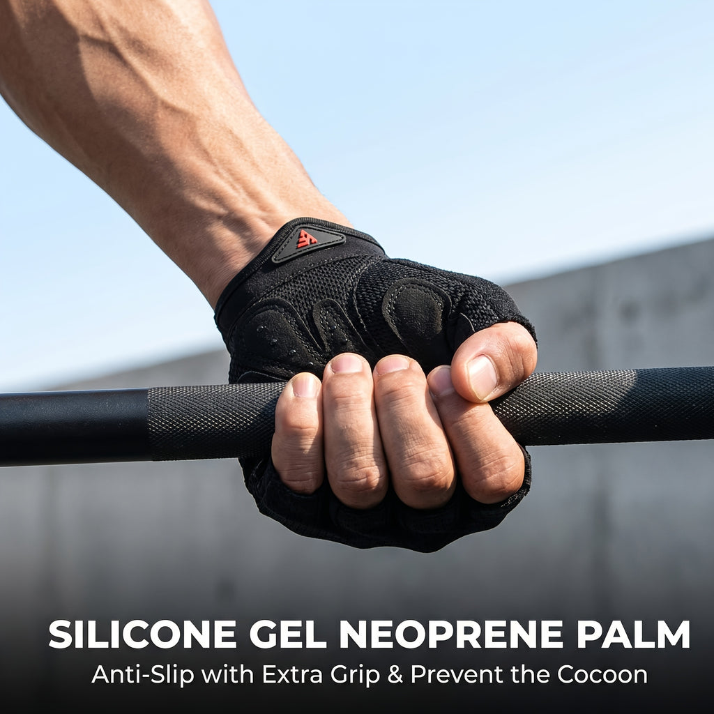 Gants de musculation sans doigts antidérapants, noir