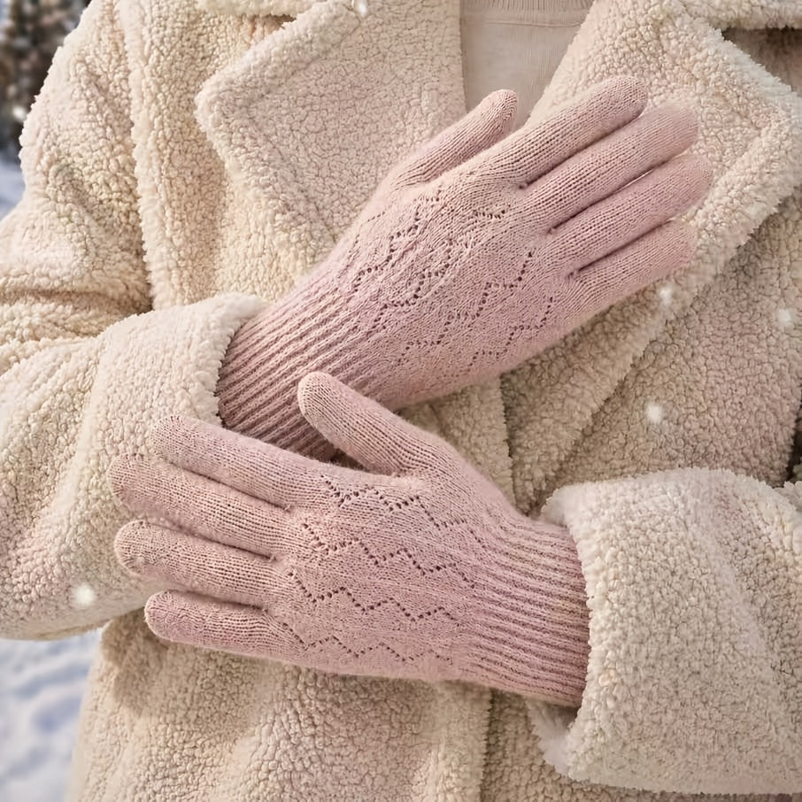 Gants thermiques en maille, 5 coloris, jacquard