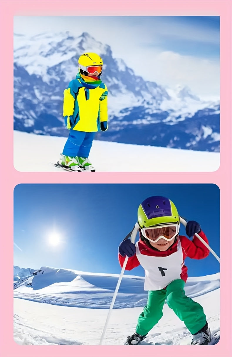 Gants de ski imperméables à sangle de poignet pour enfant às oursons
